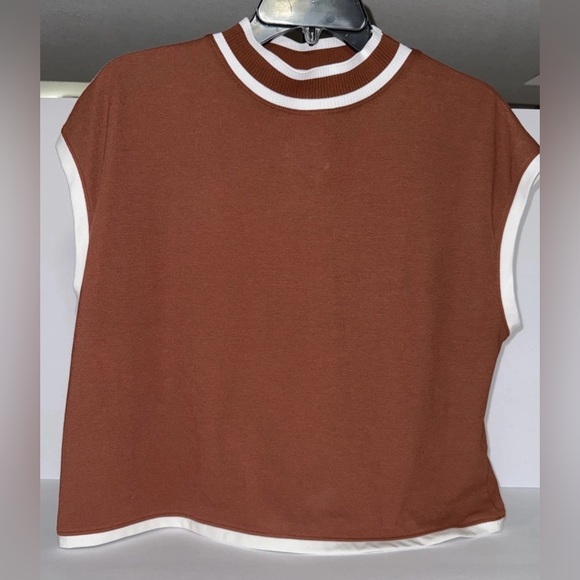 Calia Tops - Calia Womens L Performance Rib Mock Crop Tank In Red Brown NWT